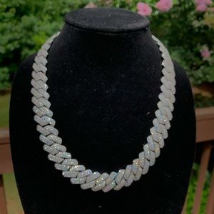 19mm Prong Set White Gold Cuban Necklace